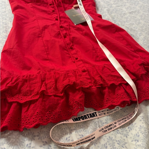 NWT Luci Eyelet Button-Up Cotton Blend Cocktail Dress